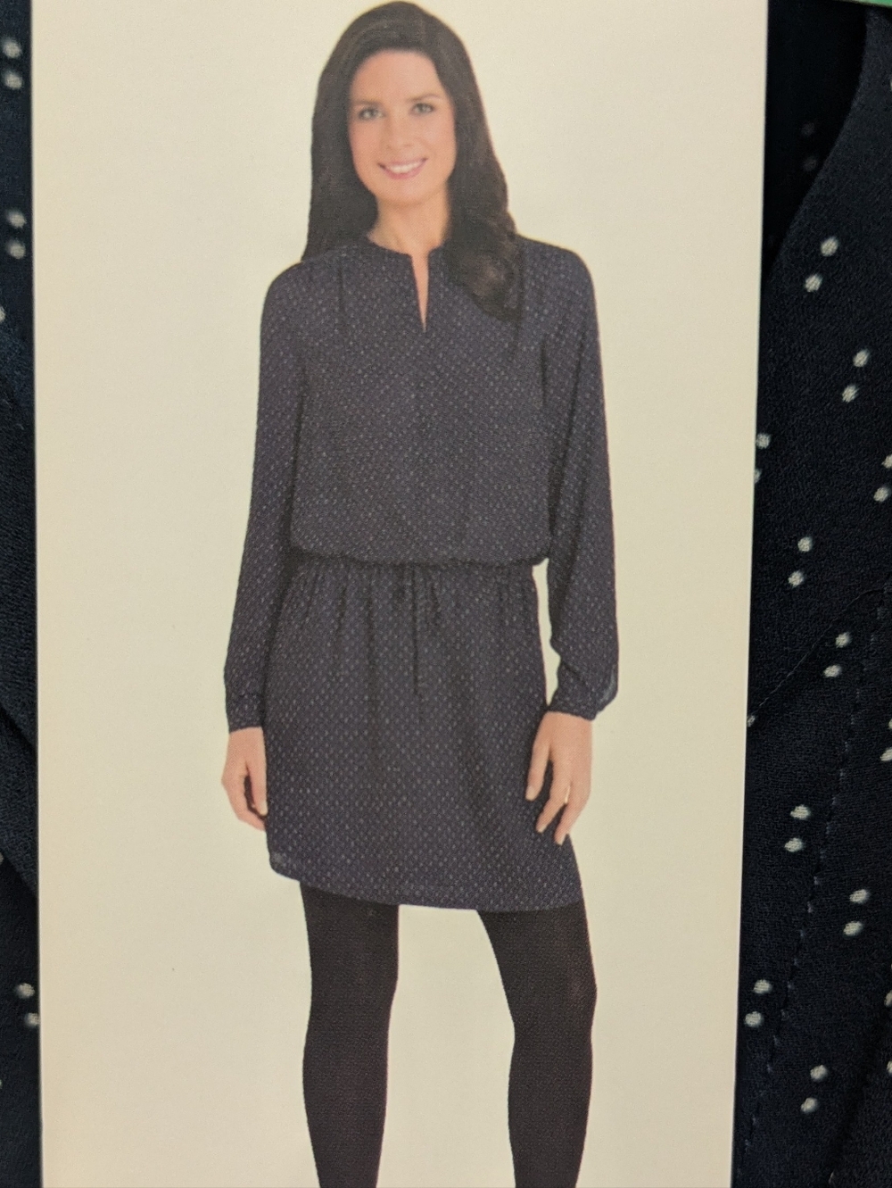 Hilary Radley Navy Blue Tie Waist Casual Midi Dress XL NWT